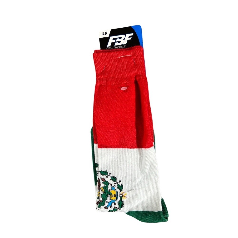 FBF Originals Mexico Flag Crew Socks Men's Size L Red White Green 1 Pair